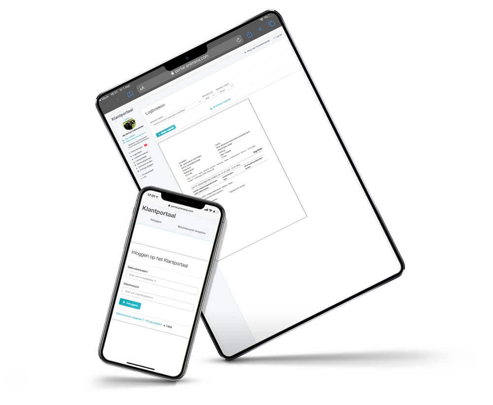 ipad and iphone showing client portal