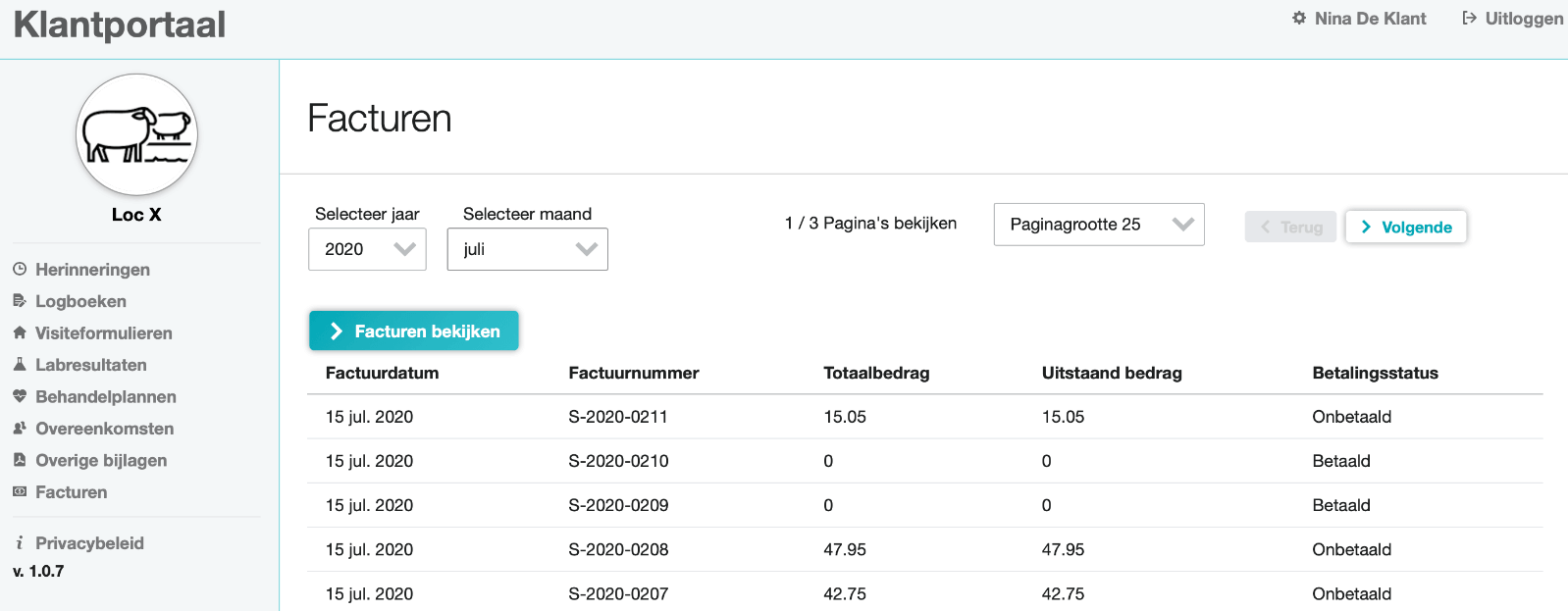 Invoice in Client portal screenshot (NL)